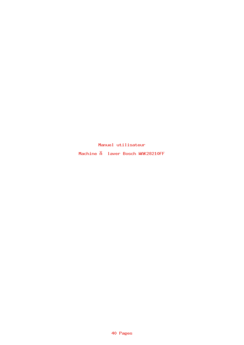 Page 1 de la notice Manuel utilisateur Bosch WAK28210FF