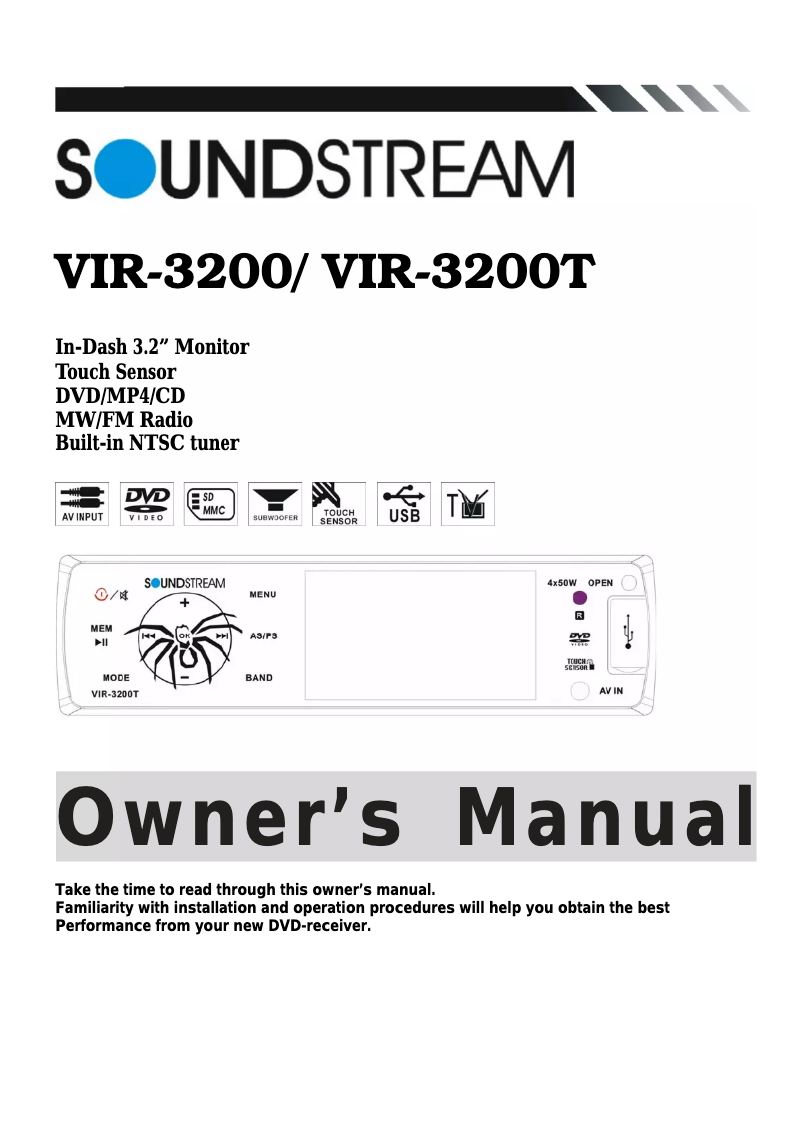 Page 1 of the manual User Manual Soundstream VIR-3200