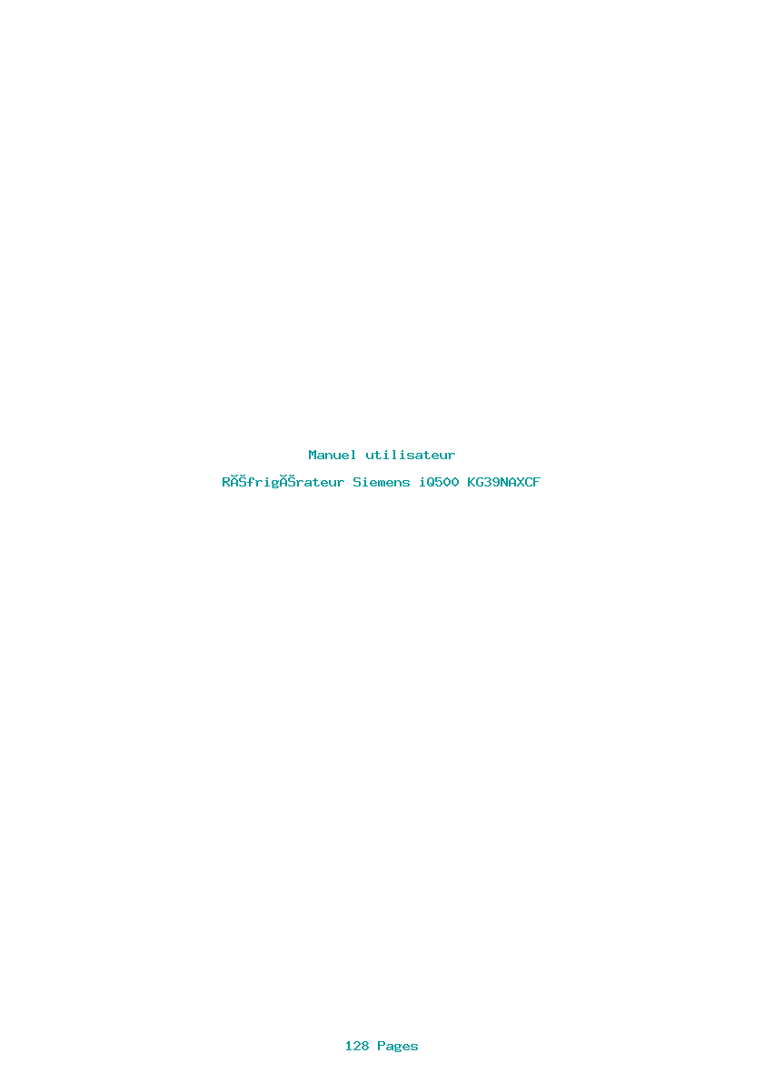 Page 1 de la notice Manuel utilisateur Siemens iQ500 KG39NAXCF