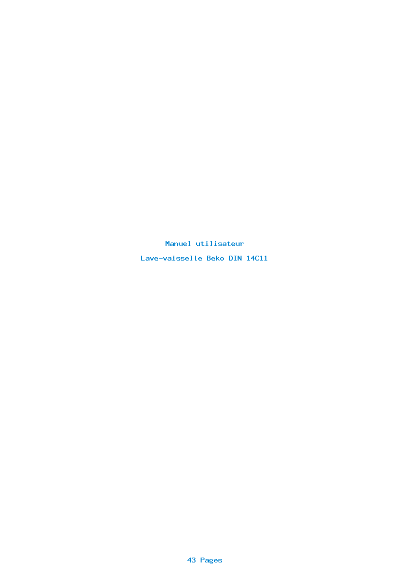 Page 1 de la notice Manuel utilisateur Beko DIN 14C11