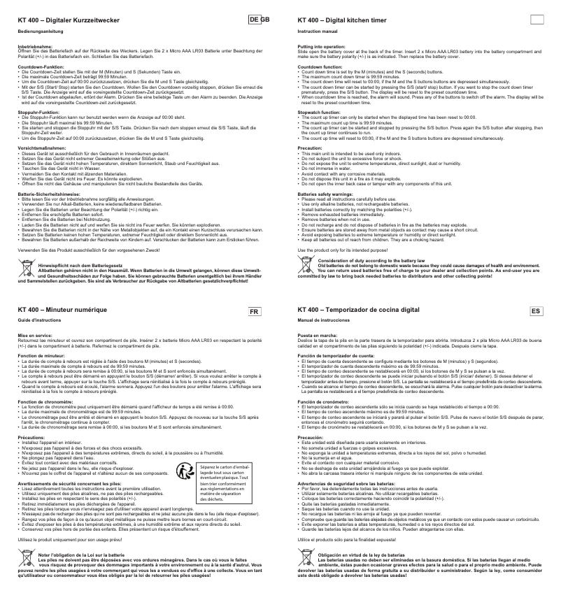 Page 1 de la notice Manuel utilisateur Techno Line KT-400