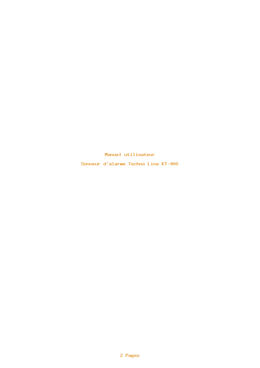 Page 1 de la notice Manuel utilisateur Techno Line KT-400