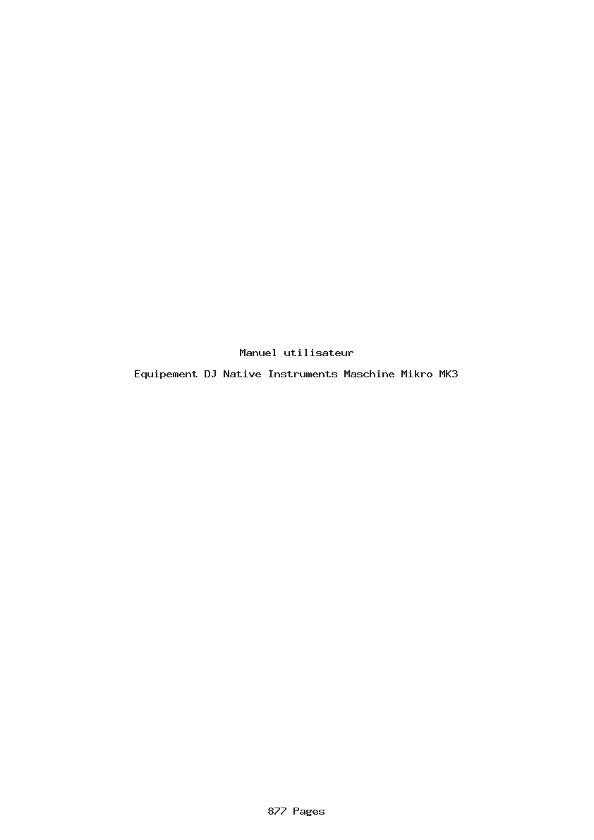 Page 1 de la notice Manuel utilisateur Native Instruments Maschine Mikro MK3