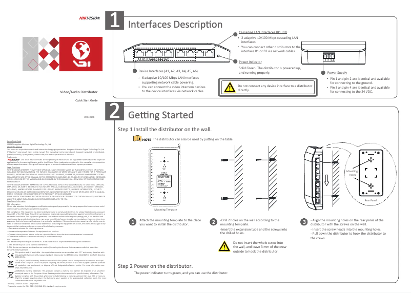 Page 1 de la notice Manuel utilisateur Hikvision DS-KAD606-N