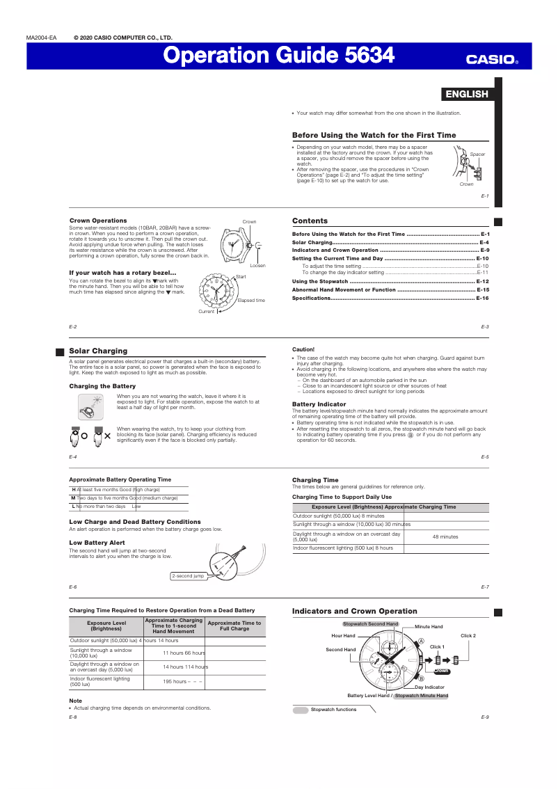Page 1 de la notice Manuel utilisateur Casio Edifice EFS-S560