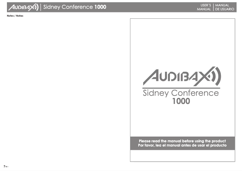 Page 1 de la notice Manuel utilisateur Audibax Sidney Conference 1000