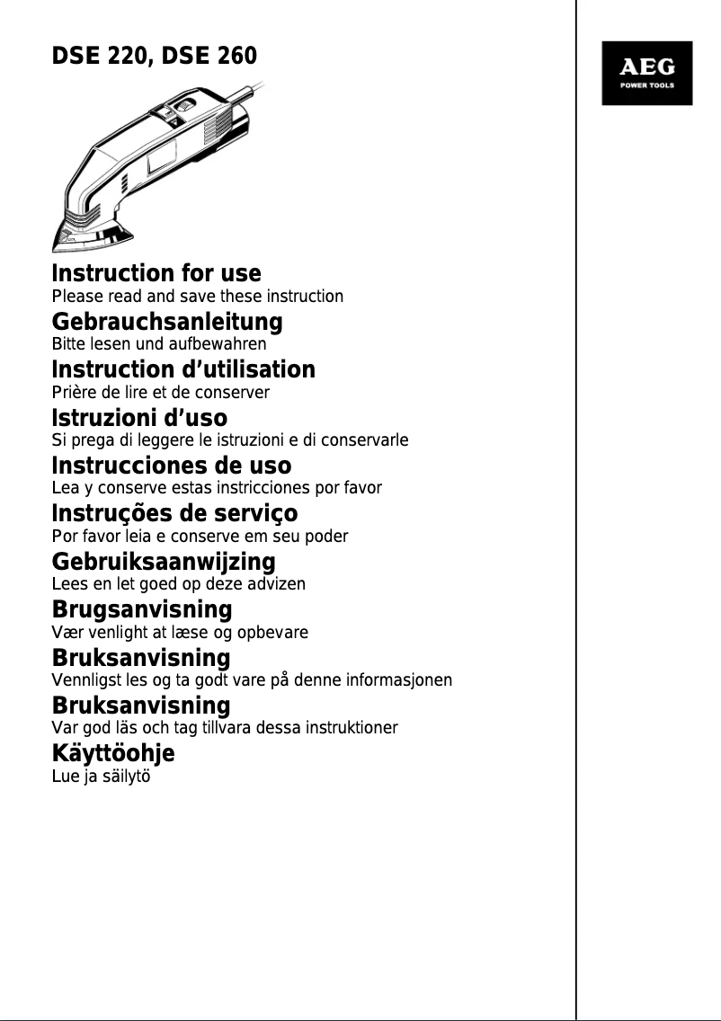 Page 1 de la notice Manuel utilisateur AEG DSE 260