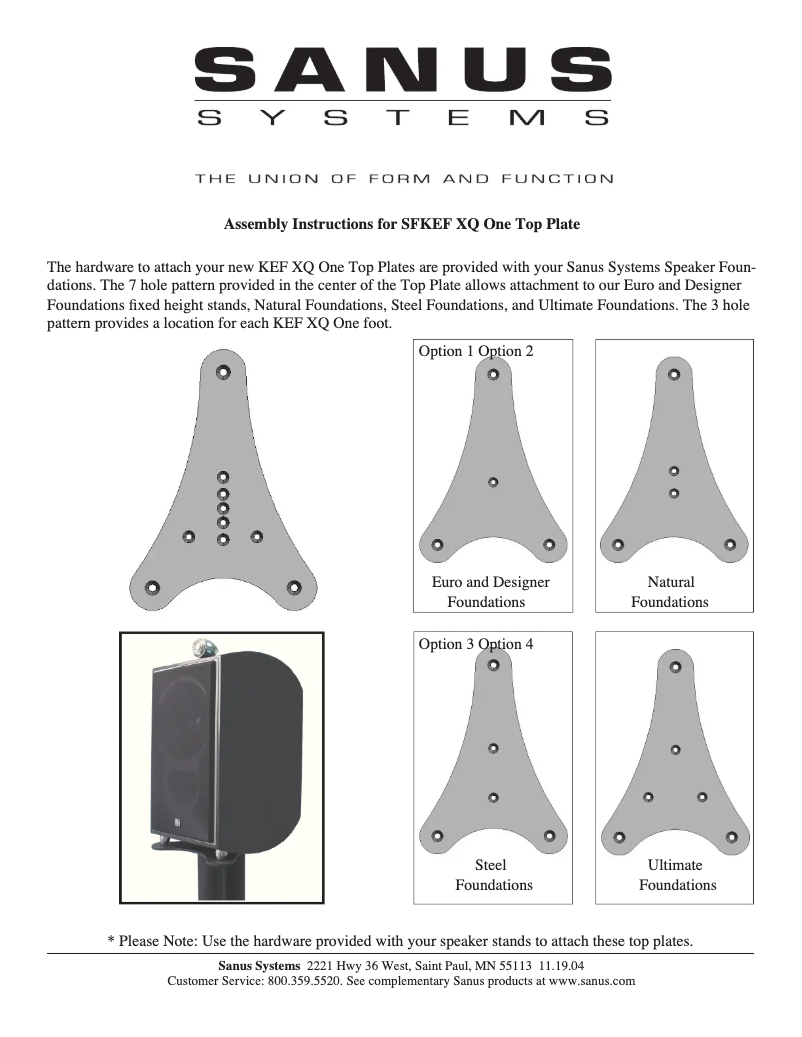 Page 1 de la notice Manuel utilisateur Sanus SFKEF