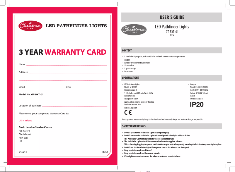 Página 1 del manual Manual de usuario Christmas Time GT-BXT-01