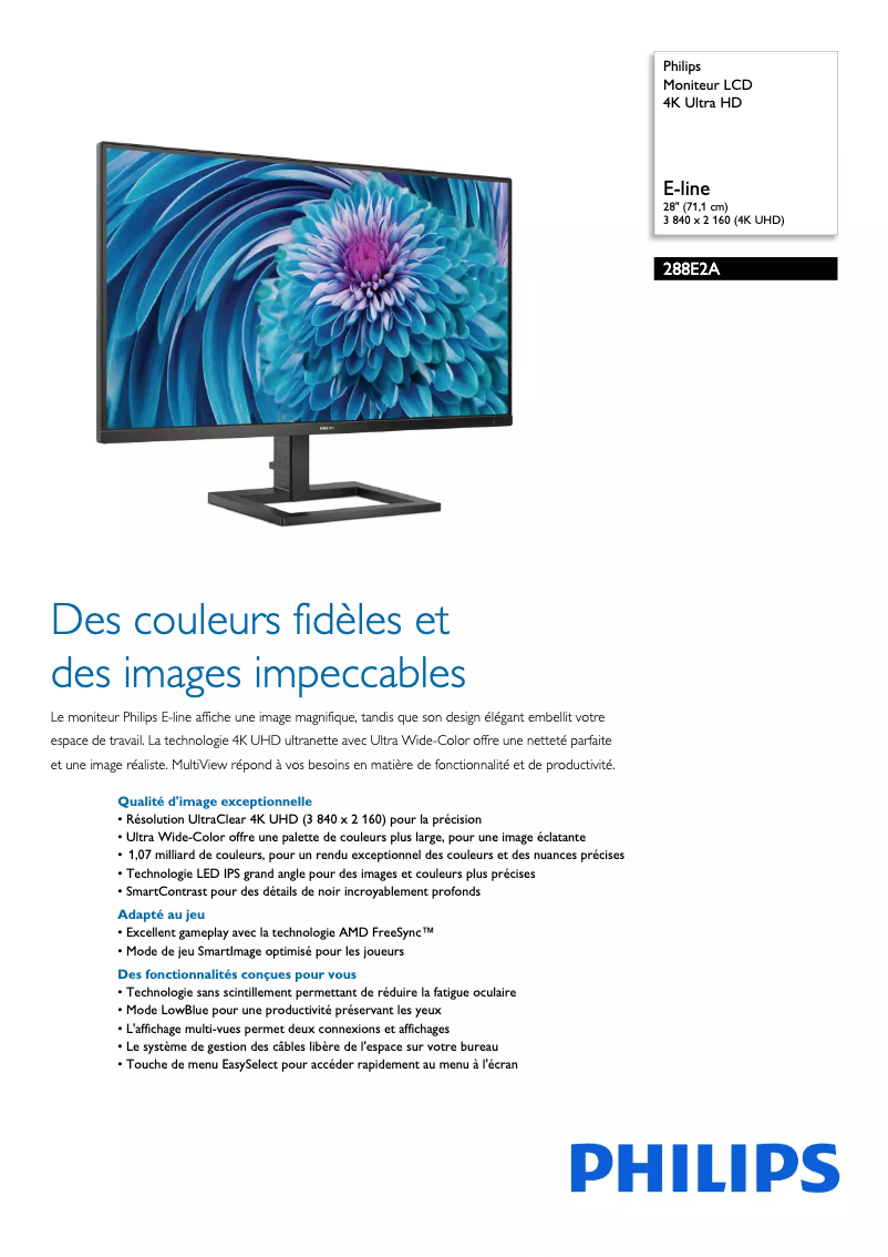 Page 1 of the manual Technical Sheet Philips 288E2A