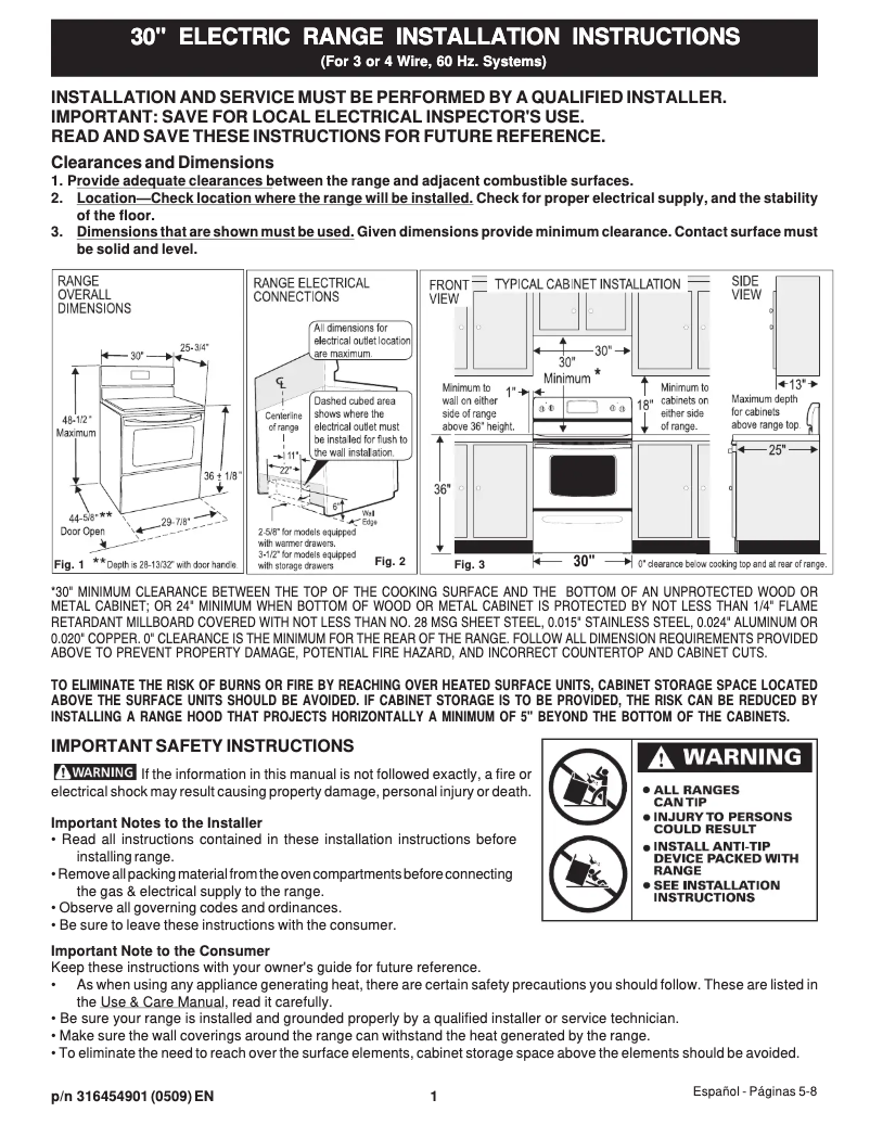 Page 1 de la notice Guide d'installation Frigidaire GLEFZ379FC