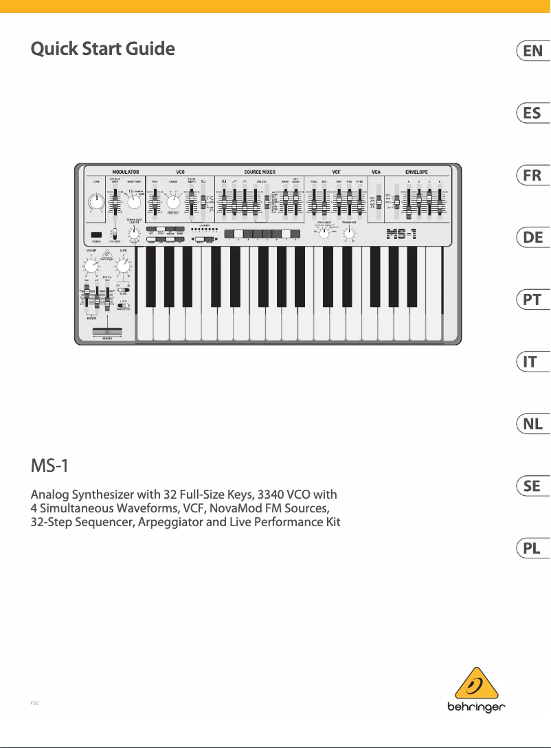 Page 1 de la notice Manuel utilisateur Behringer MS-1