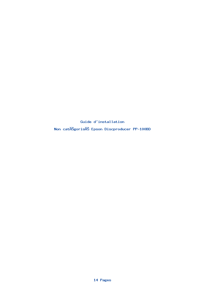 Page 1 de la notice Guide d'installation Epson Discproducer PP-100BD