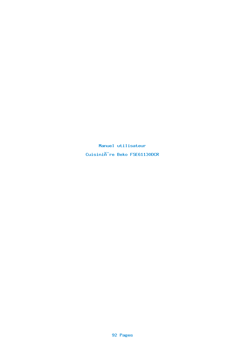 Page 1 de la notice Manuel utilisateur Beko FSE61130DCR