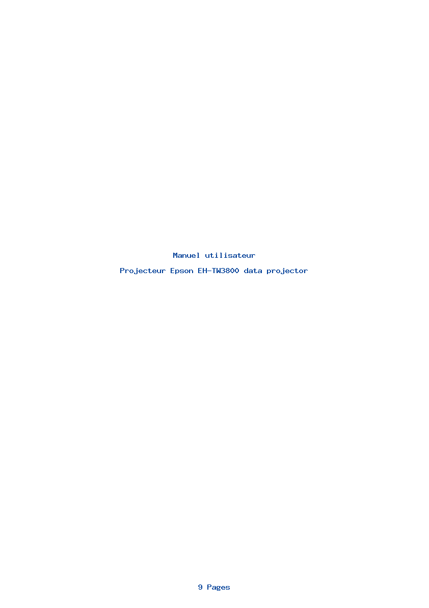 Page 1 de la notice Manuel utilisateur Epson EH-TW3800 data projector