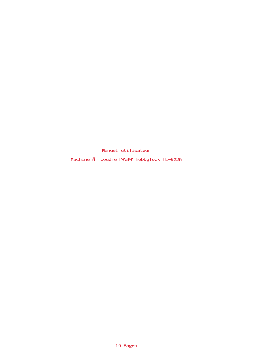 Page 1 de la notice Manuel utilisateur Pfaff hobbylock HL-603A