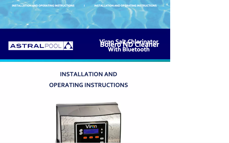 Page 1 de la notice Manuel utilisateur AstralPool Viron V45