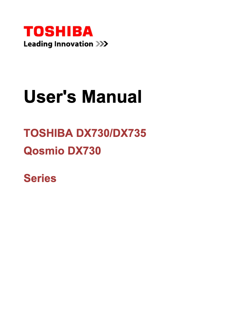 Page 1 de la notice Manuel utilisateur Toshiba DX735