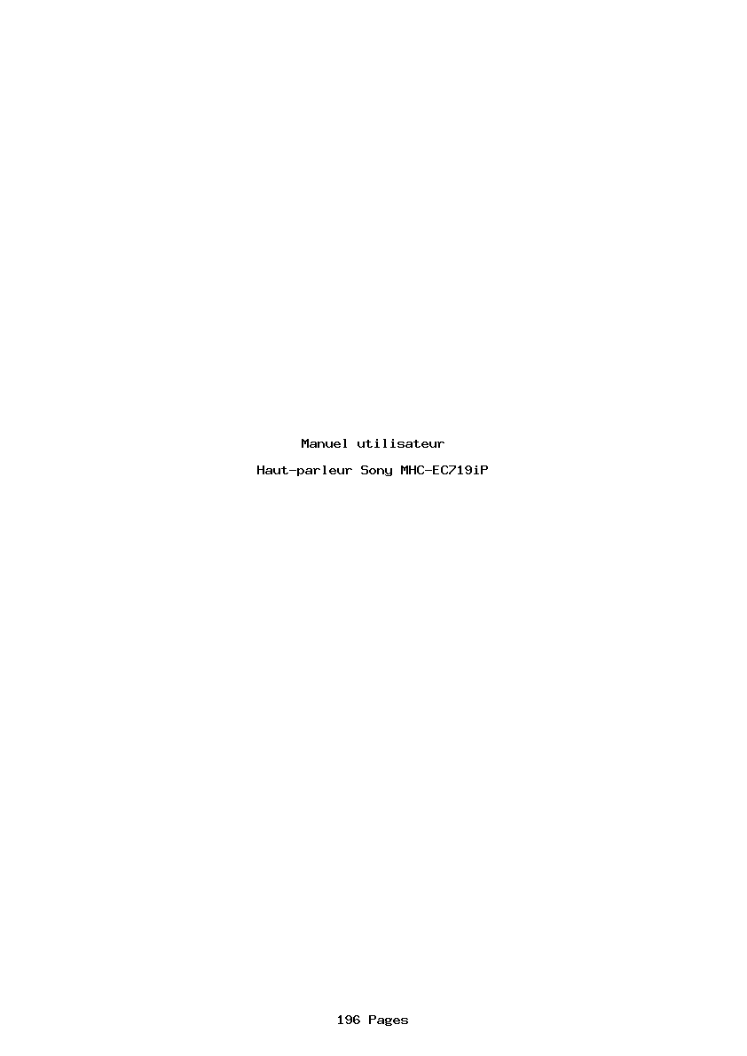 Page 1 de la notice Manuel utilisateur Sony MHC-EC719iP