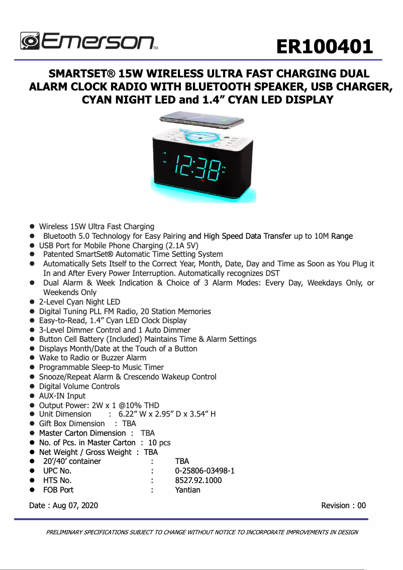 Página 1 del manual Ficha técnica Emerson ER100401