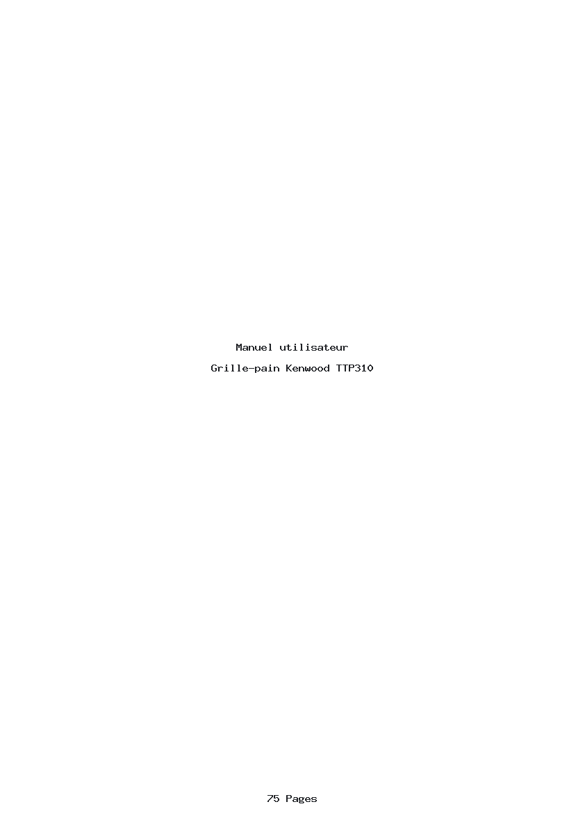 Page 1 de la notice Manuel utilisateur Kenwood TTP310