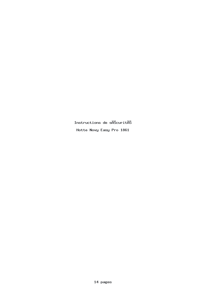 Page 1 de la notice Instructions de sécurité Novy Easy Pro 1861