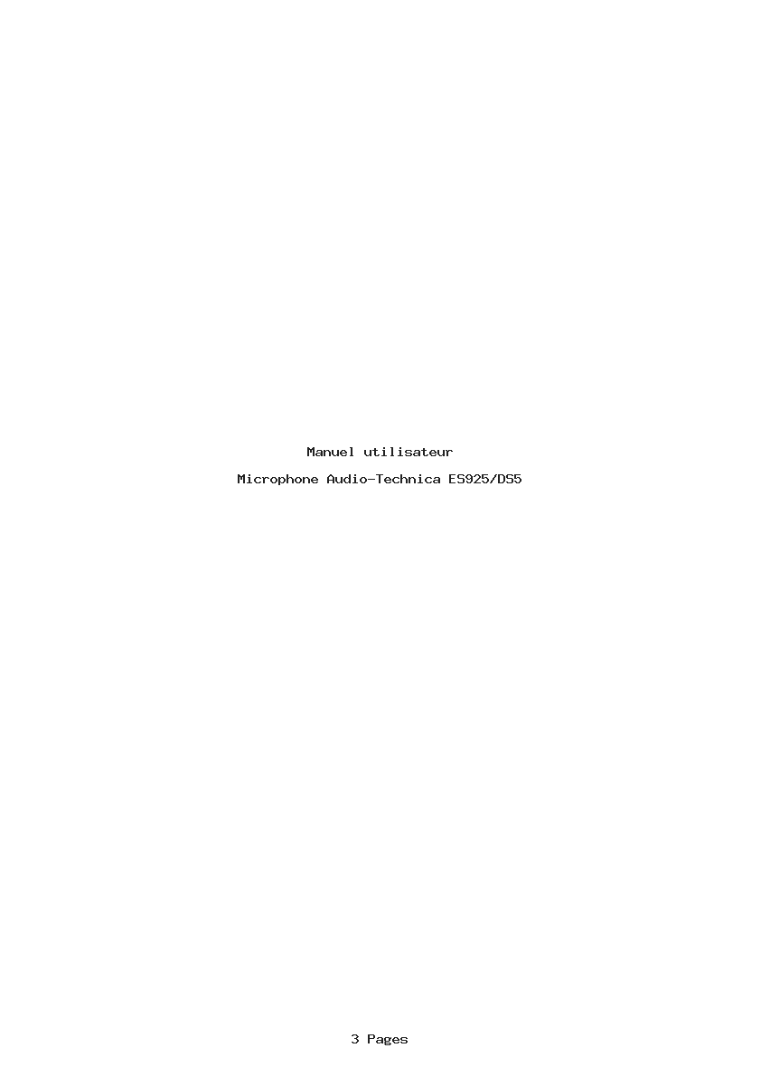Page 1 de la notice Manuel utilisateur Audio-Technica ES925/DS5
