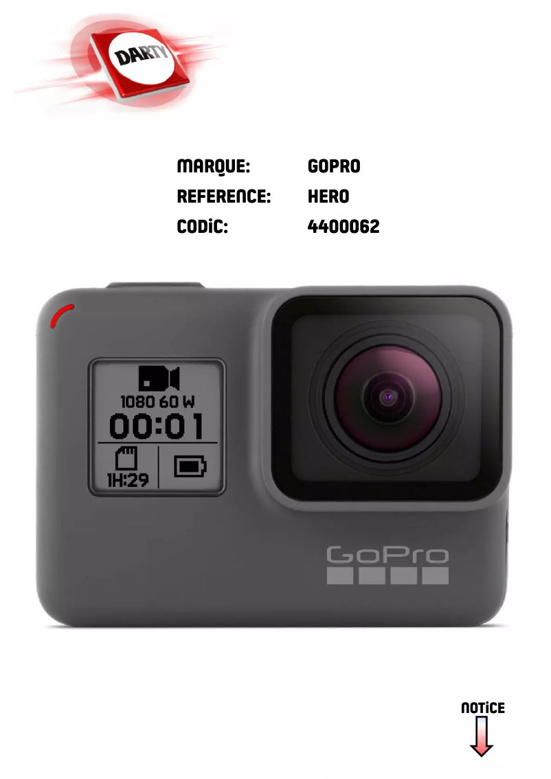 Page 1 de la notice Manuel utilisateur GoPro Hero