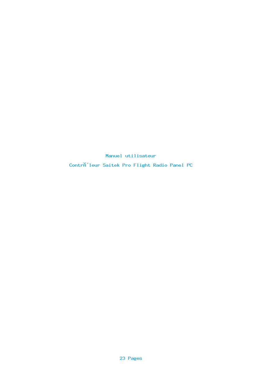 Page 1 de la notice Manuel utilisateur Saitek Pro Flight Radio Panel PC
