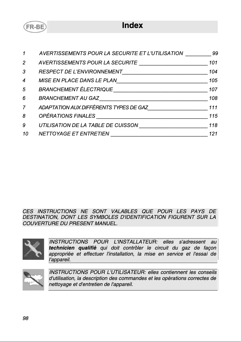 Page 1 de la notice Manuel utilisateur Smeg SE64STF3