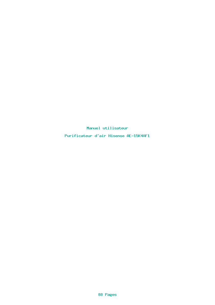 Page 1 de la notice Manuel utilisateur Hisense AE-15K4AF1