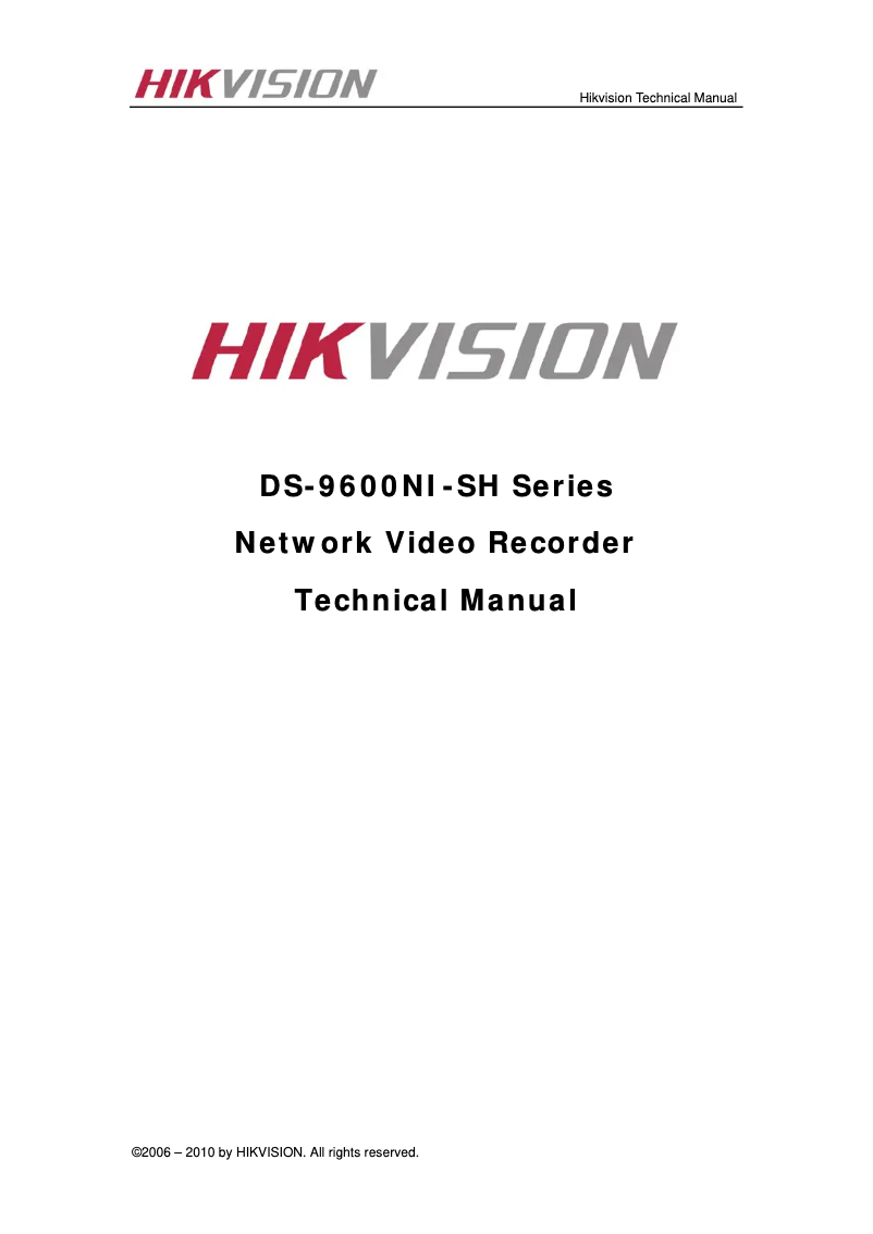 Page 1 de la notice Manuel utilisateur Hikvision DS-9616NI-SH