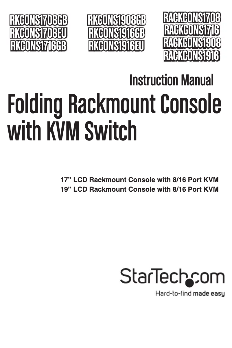 Page 1 de la notice Manuel utilisateur StarTech.com RKCONS1716GB