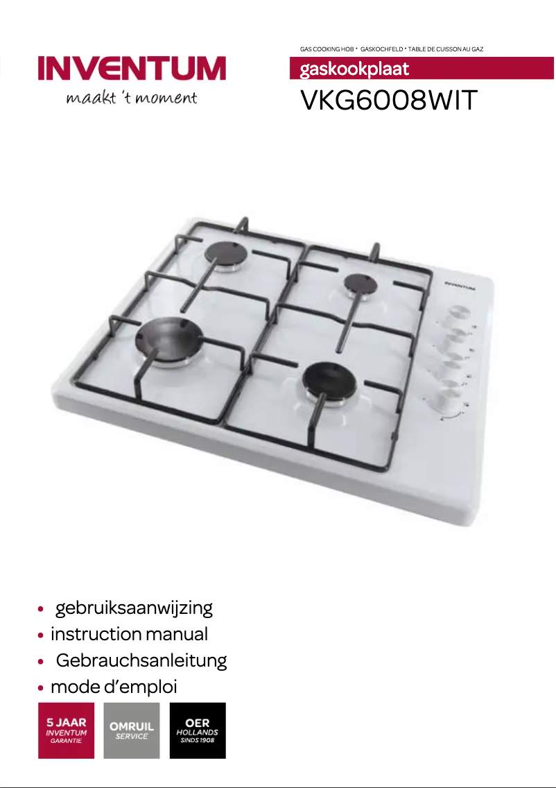 Page 1 de la notice Manuel utilisateur Inventum VKG6008WIT
