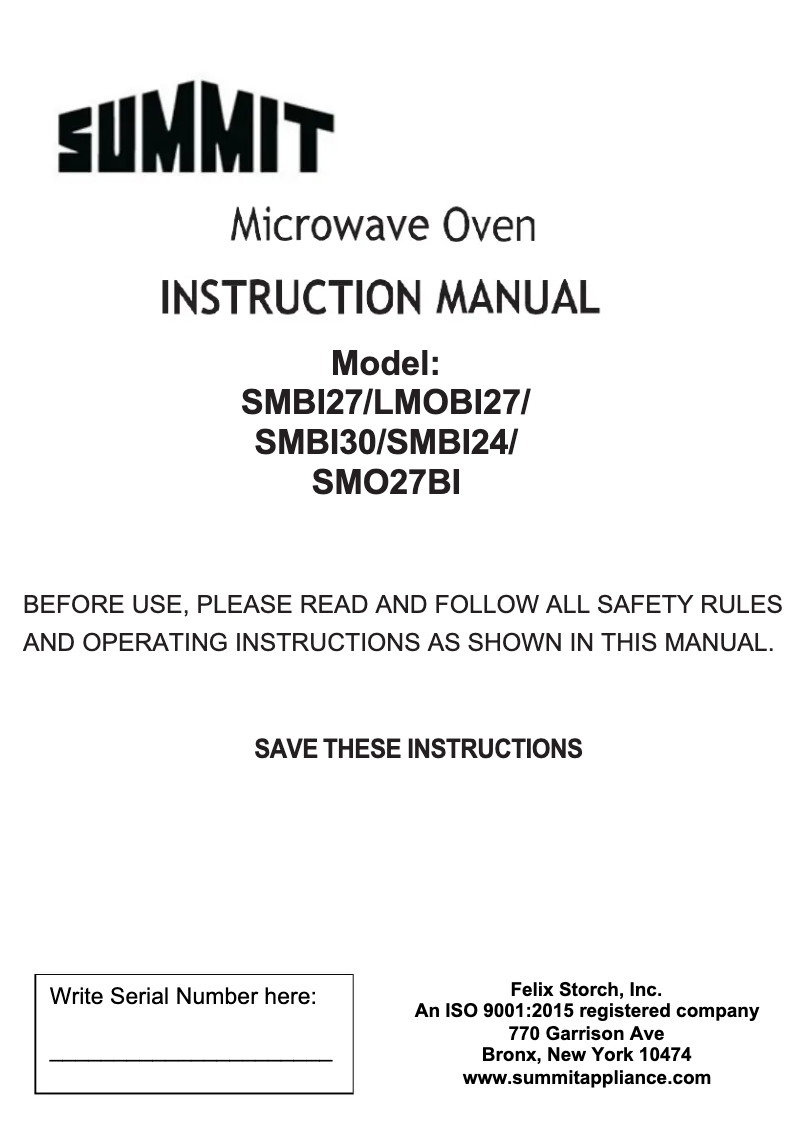 Página 1 del manual Manual de usuario Summit SMBI27