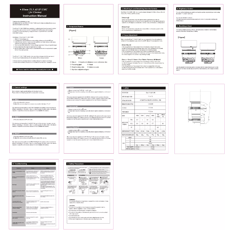 Página 1 del manual Manual de usuario Rokinon Cine DS DS85M-MFT