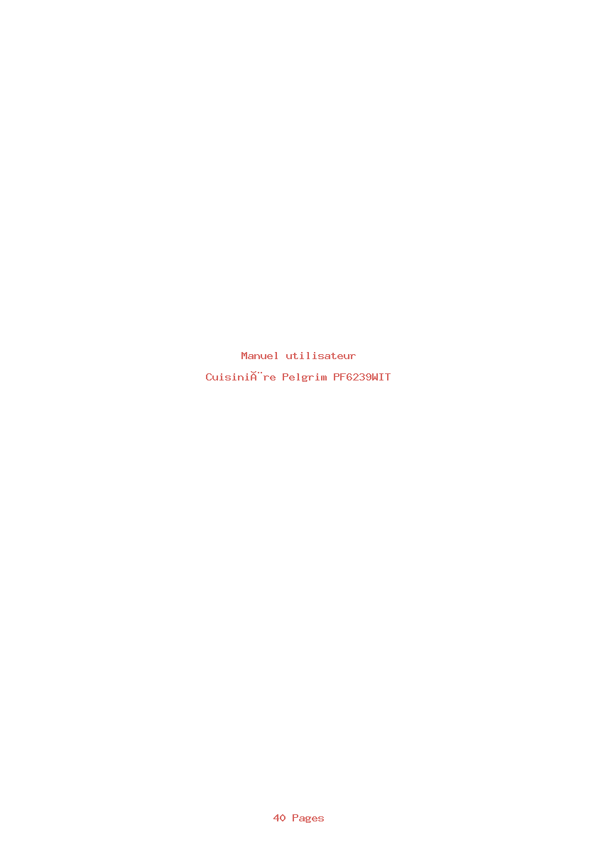 Page 1 de la notice Manuel utilisateur Pelgrim PF6239WIT
