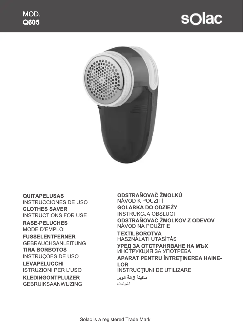 Page 1 de la notice Manuel utilisateur Solac Q605