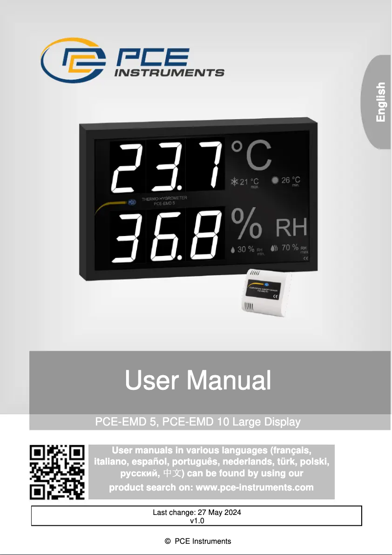 Page 1 de la notice Manuel utilisateur PCE Instruments PCE-EMD 5