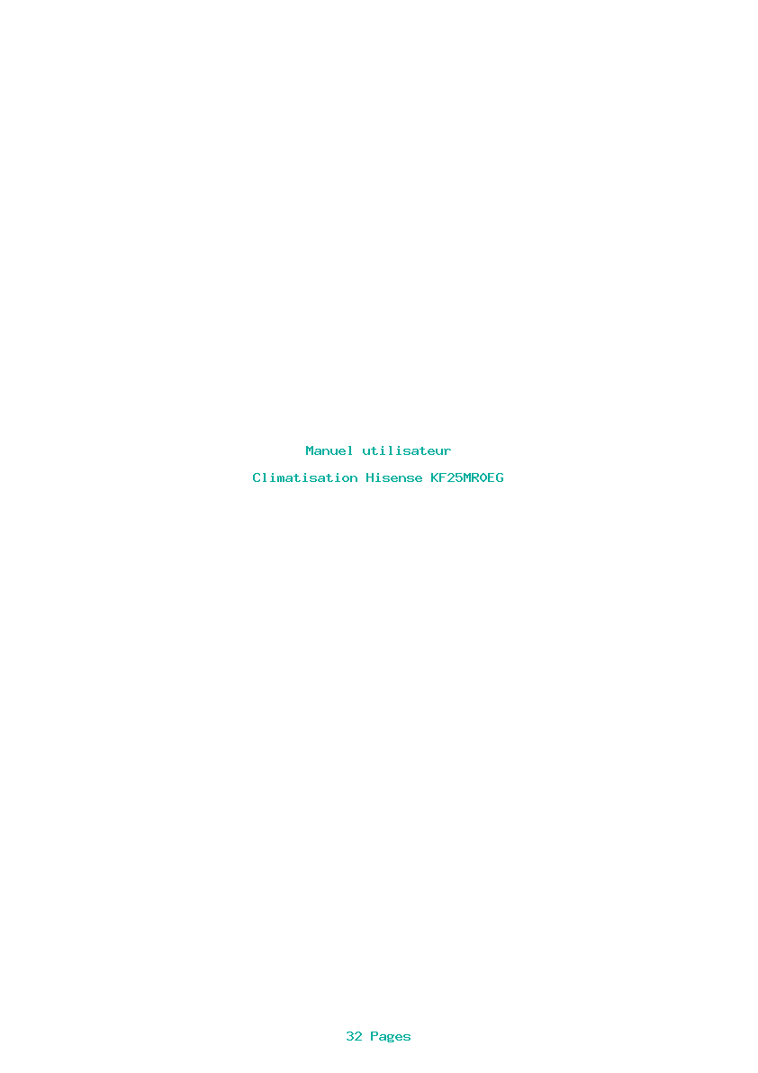 Page 1 de la notice Manuel utilisateur Hisense KF25MR0EG