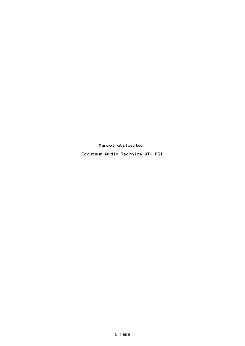 Page 1 de la notice Manuel utilisateur Audio-Technica ATH-PG1