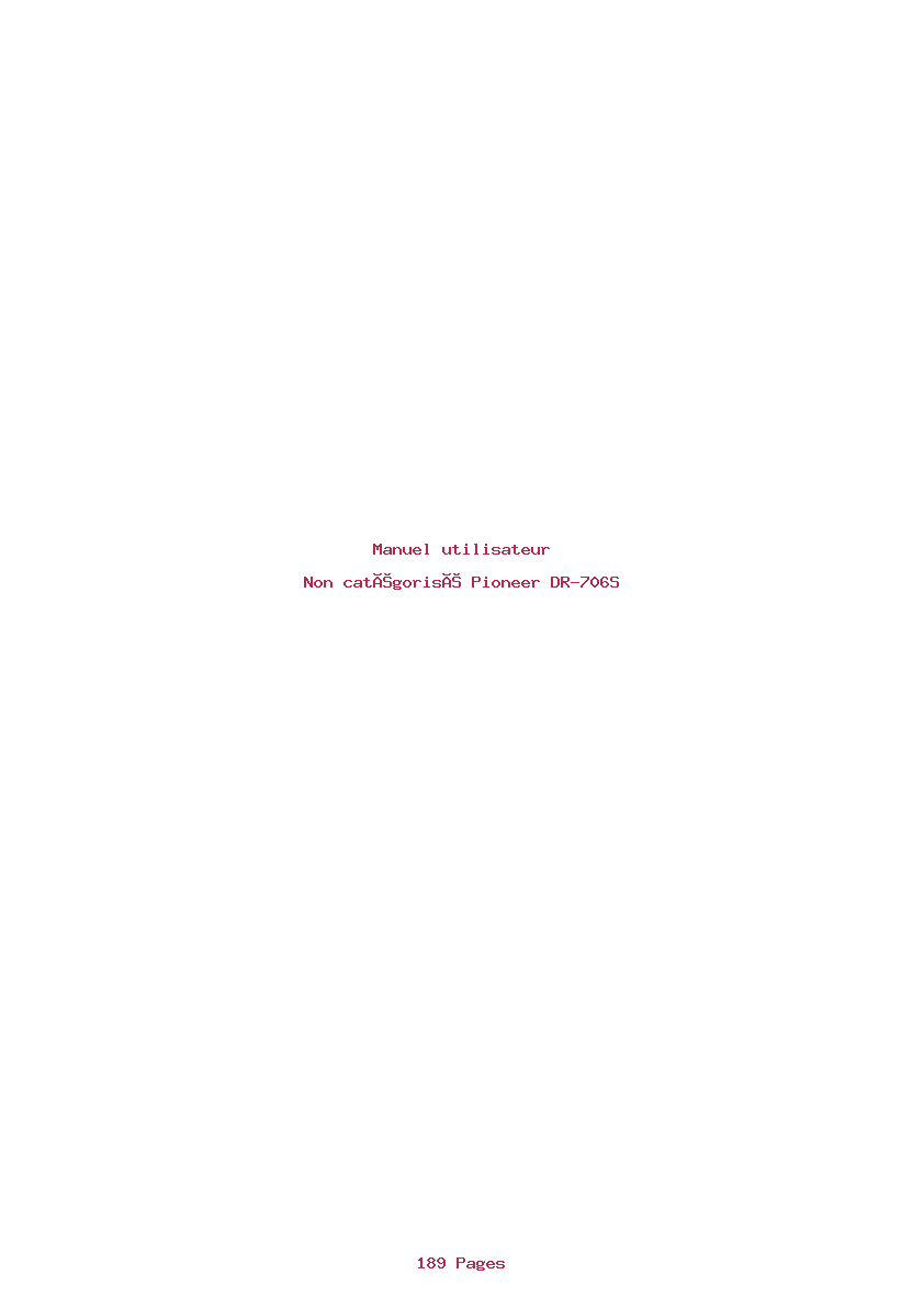 Page 1 de la notice Manuel utilisateur Pioneer DR-706S