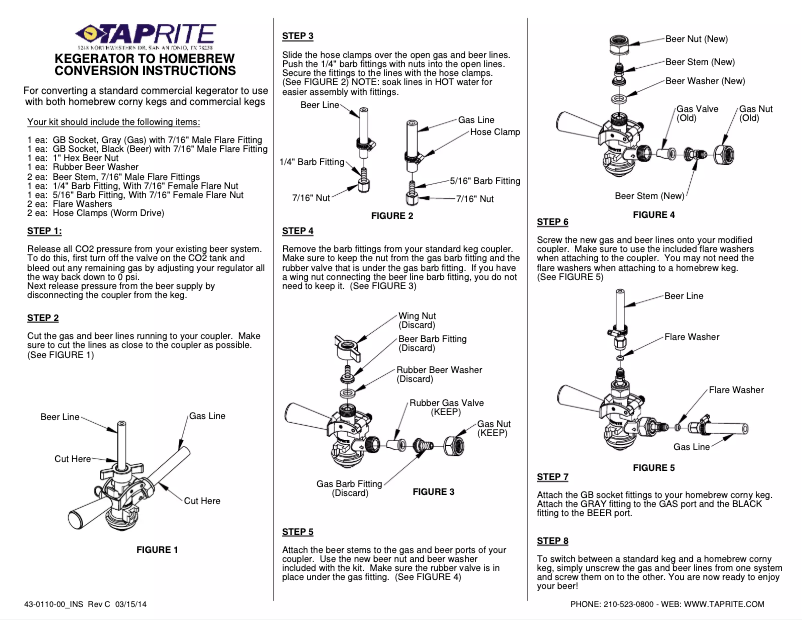 Page 1 de la notice Guide d'installation Taprite Commercial 43-0110-00