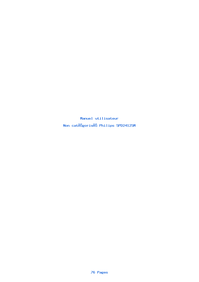 Page 1 de la notice Manuel utilisateur Philips SPD2412SM