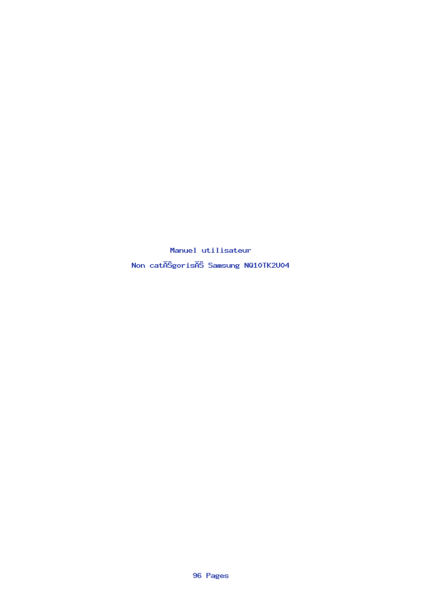 Page 1 de la notice Manuel utilisateur Samsung NQ10TK2U04