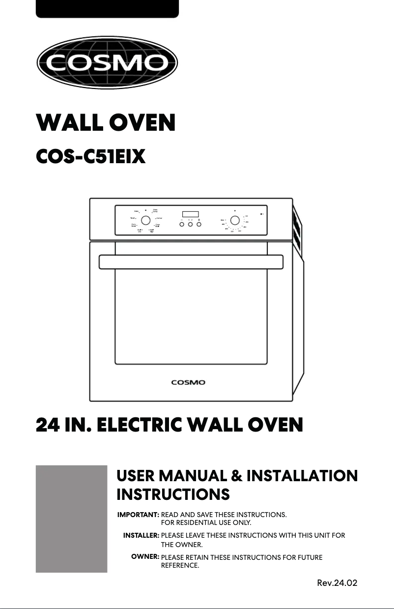 Page 1 de la notice Manuel utilisateur Cosmo COS-C51EIX