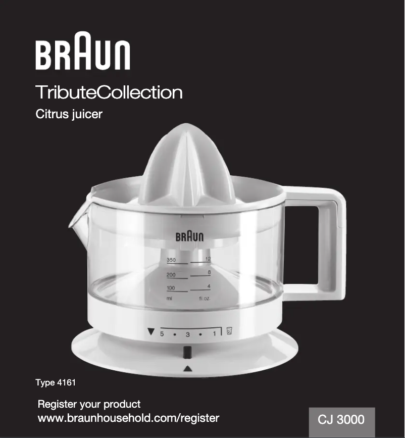 Page 1 of the manual User Manual Braun TributeCollection CJ 3000