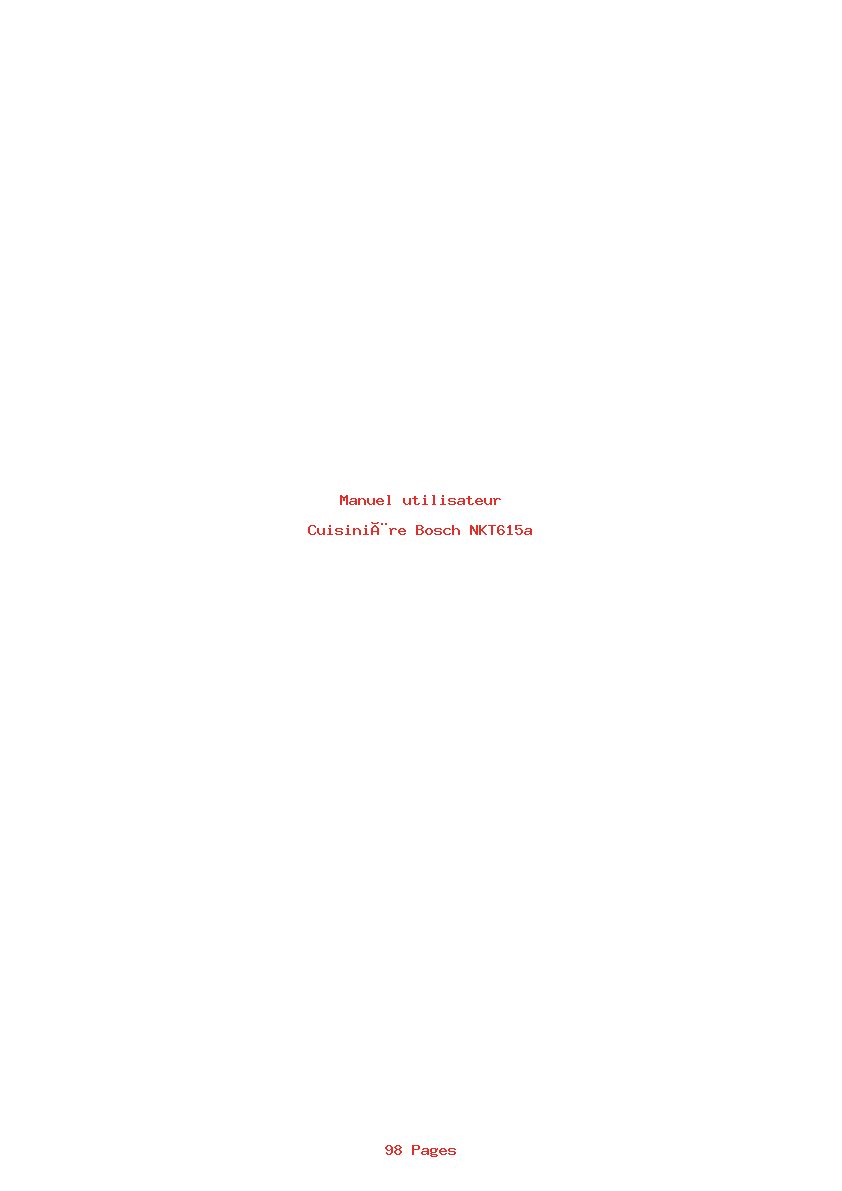 Page 1 de la notice Manuel utilisateur Bosch NKT615a