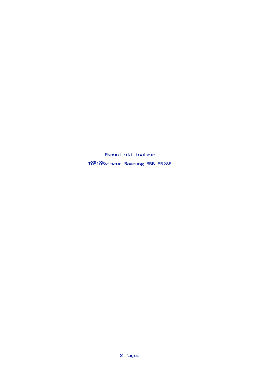Page 1 de la notice Manuel utilisateur Samsung SBB-PB28E