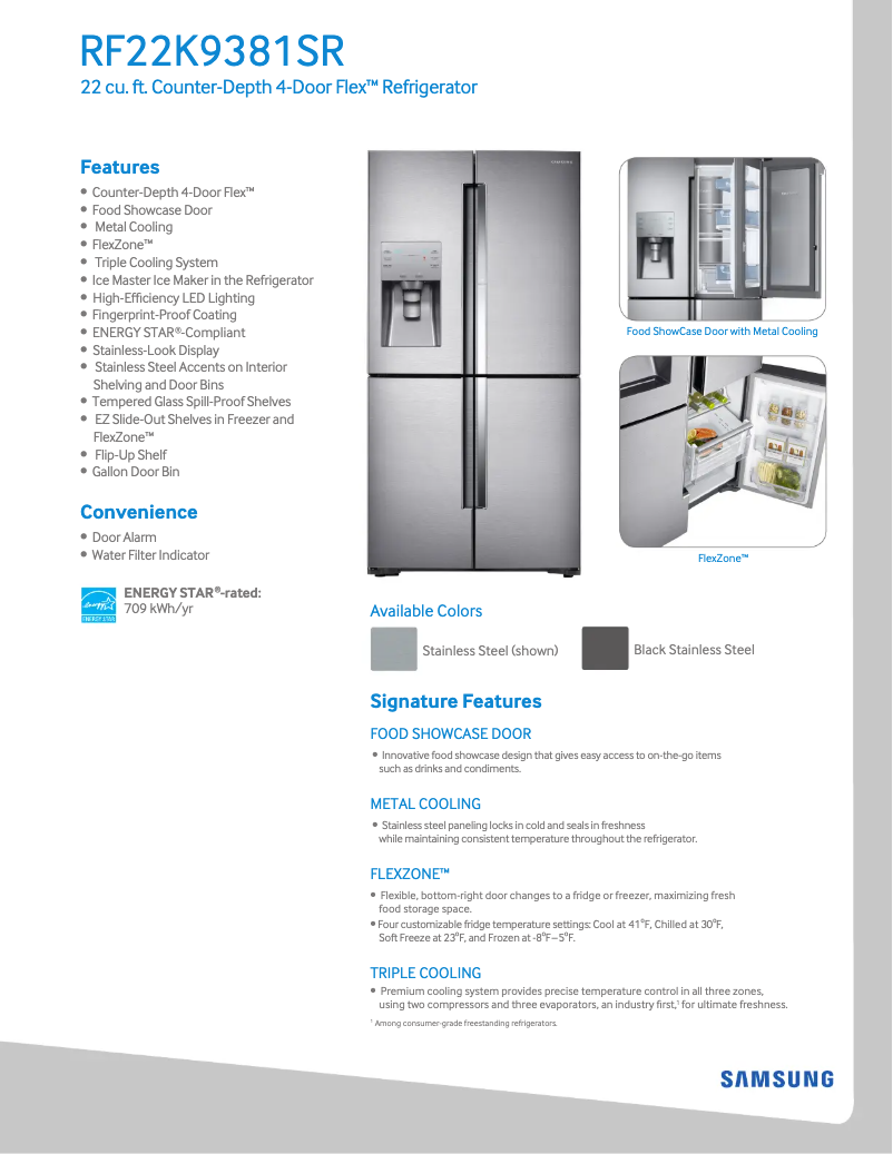 Página 1 del manual Ficha técnica Samsung RF22K9381SR